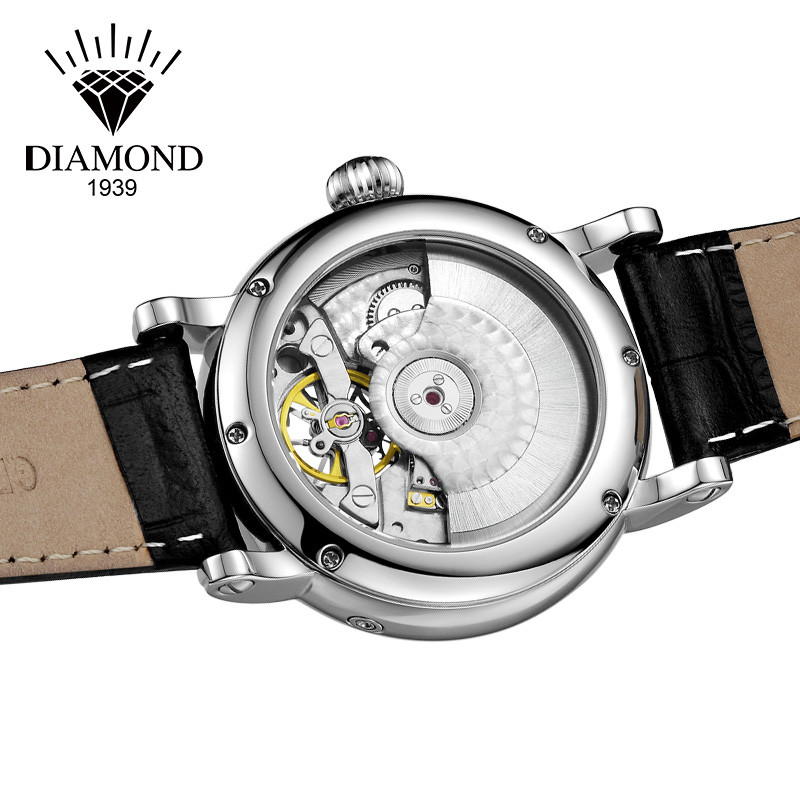 上海钻石牌(diamond)手表男全自动防水休闲飞轮镂空男士腕表b1030真皮
