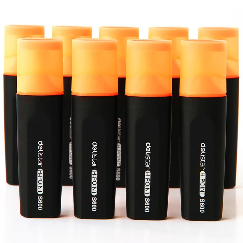 得力deli荧光笔S600糖果彩色荧光记号笔涂鸦笔固体创意水彩笔可选颜色 橙色（30支）
