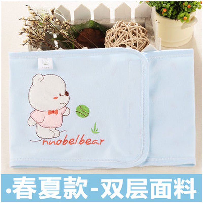 婴儿护脐带2017新品简约可爱小清新多款多色可选秋冬保暖新生儿护肚围宝宝护肚子肚脐腹围腹卷肚围 100cm(L码建议6-36个月) 熊宝宝蓝:薄