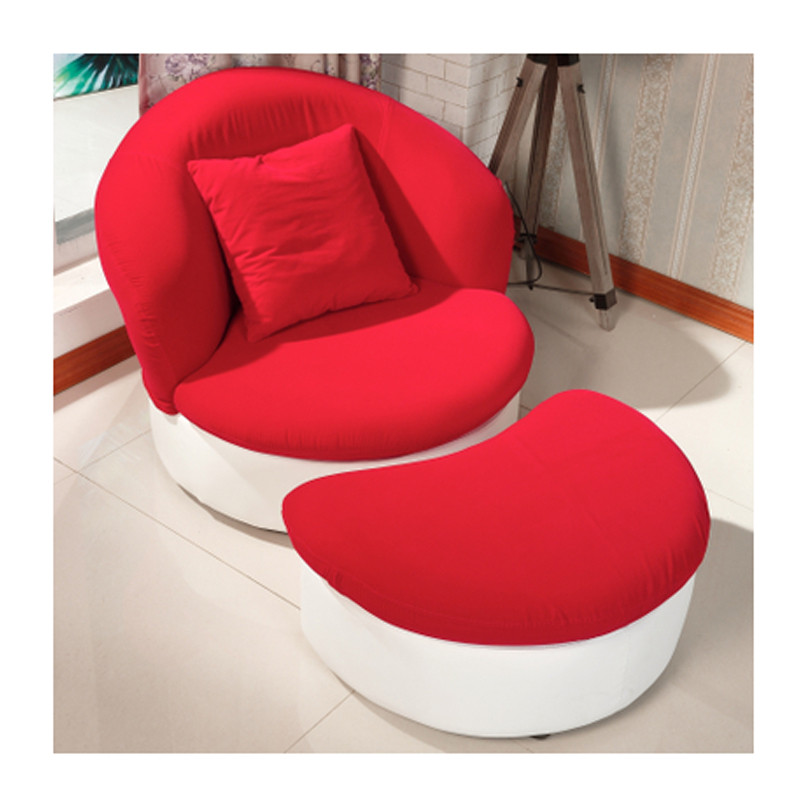 淮木（HUAIMU） 懒人沙发单人椅创意可爱简约布艺小户型可拆洗卧室阳台1868 红白+脚踏