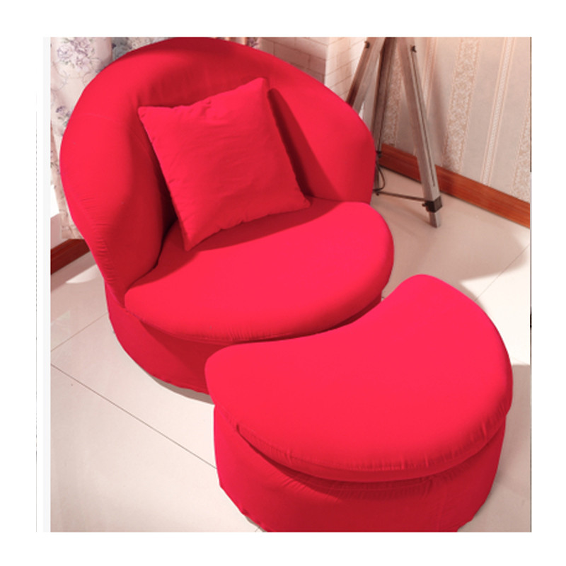 淮木（HUAIMU） 懒人沙发单人椅创意可爱简约布艺小户型可拆洗卧室阳台1868 全布艺红色+脚踏