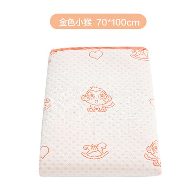 婴儿隔尿垫大透气防水可洗棉宝宝新生儿童用品月经期姨妈小床垫2017新品简约可爱印花小清新多款多色可选 金色小猴70*100cm