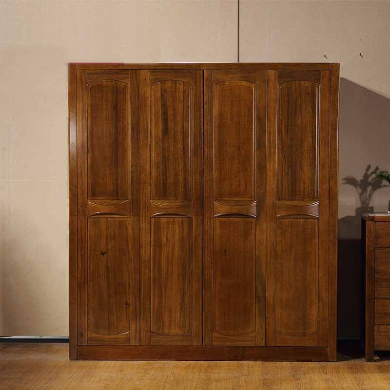 淮木（HUAIMU） 现代中式黄金胡桃木衣柜全实木2 3 4 5门大衣柜卧室储物组合木柜 实木衣柜