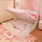 淮木（HUAIMU） 韩式田园床公主床欧式床双人床粉色实木高箱储物床 气压结构白色雕花