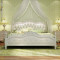 淮木（HUAIMU） 韩式田园床公主床欧式床双人床粉色实木高箱储物床 框架结构白色雕花
