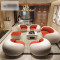 淮木（HUAIMU） 创意休闲沙发 个性单人三位简约现代真皮小户型客厅组合沙发5938 1+1+3+脚踏真皮
