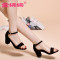 金狒狒2017新款中低跟凉鞋女包跟时尚简约夏季女鞋 黑色 37码
