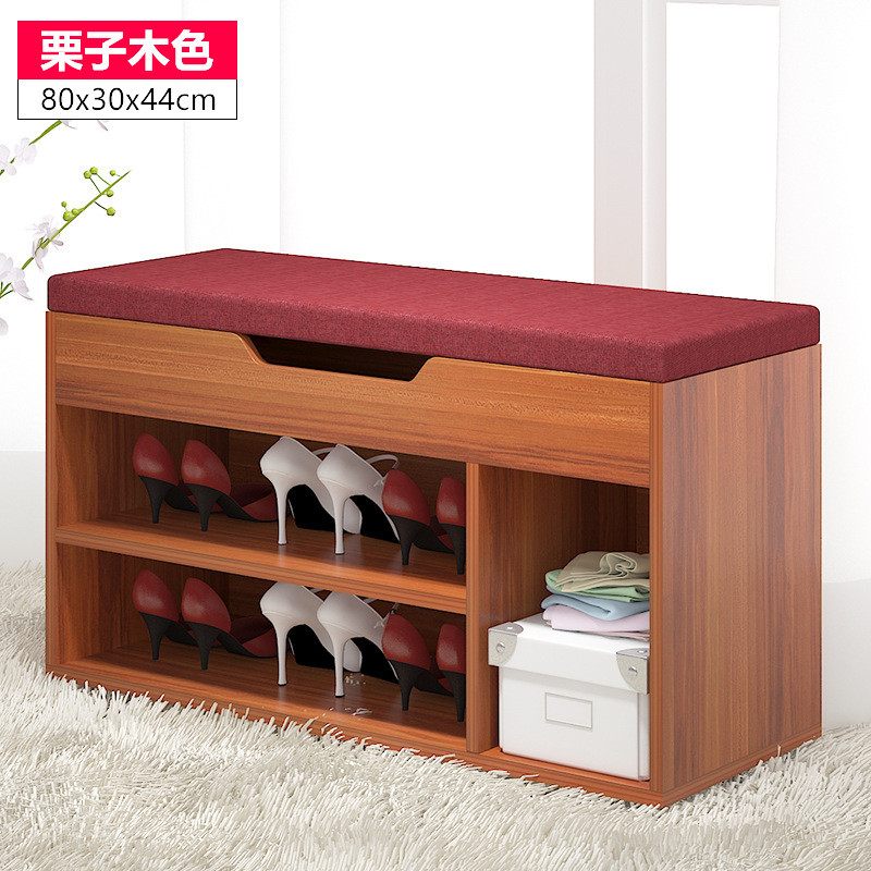 淮木（HUAIMU）简易加厚木板式多层鞋架鞋柜经济型鞋柜客厅鞋子收纳架 80CM栗子木色