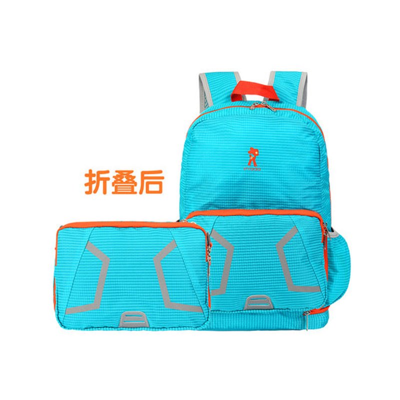 妈咪包双肩包2017年春季上新款中号包多功能大容量待产包折叠包婴儿用品外出背包逛街 出行 旅行多用包 XADZD湖水蓝
