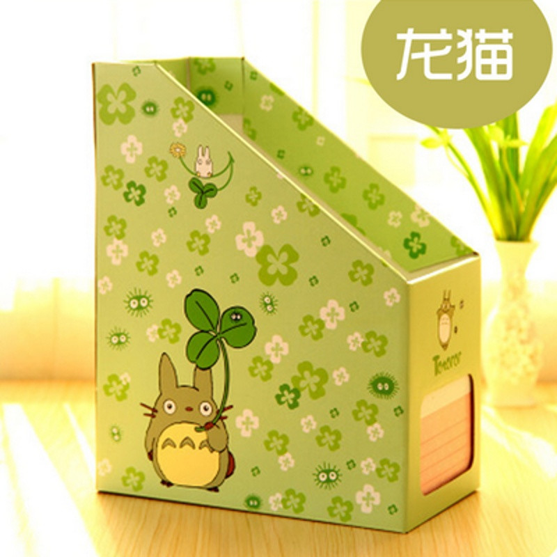 淮木（HUAIMU）DIY纸质书架书立 桌面A4文件收纳盒办公桌大号创意整理盒 立书架 龙猫2个