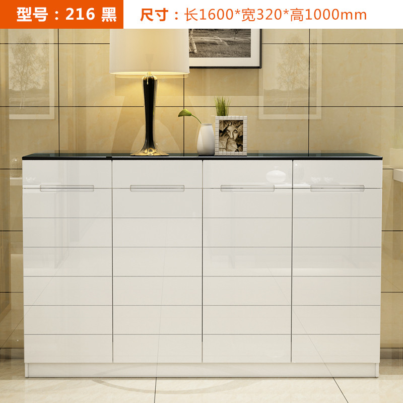 淮木（HUAIMU）鞋柜现代简约实木颗粒四门白色烤漆对开门厅柜玄关储物柜简易鞋橱 160*32*100型号216黑