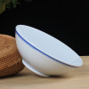 LICHEN 景德镇陶瓷蓝边碗 中白较厚釉下彩汤碗 8英寸大碗 微波炉适用