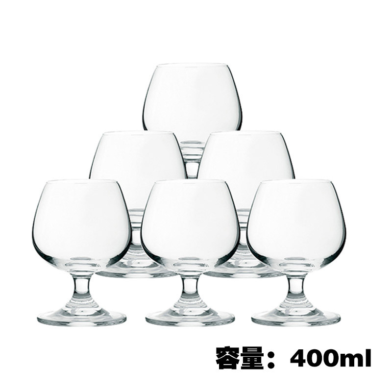 无铅水晶矮脚杯白兰地威士忌洋酒杯 酒具套装 6只装 400ml