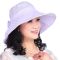 嘟嘟美倍尔 夏季中年妈妈布帽中老年女士大沿遮阳帽可折叠太阳防晒沙滩帽 均码配防风带 紫色