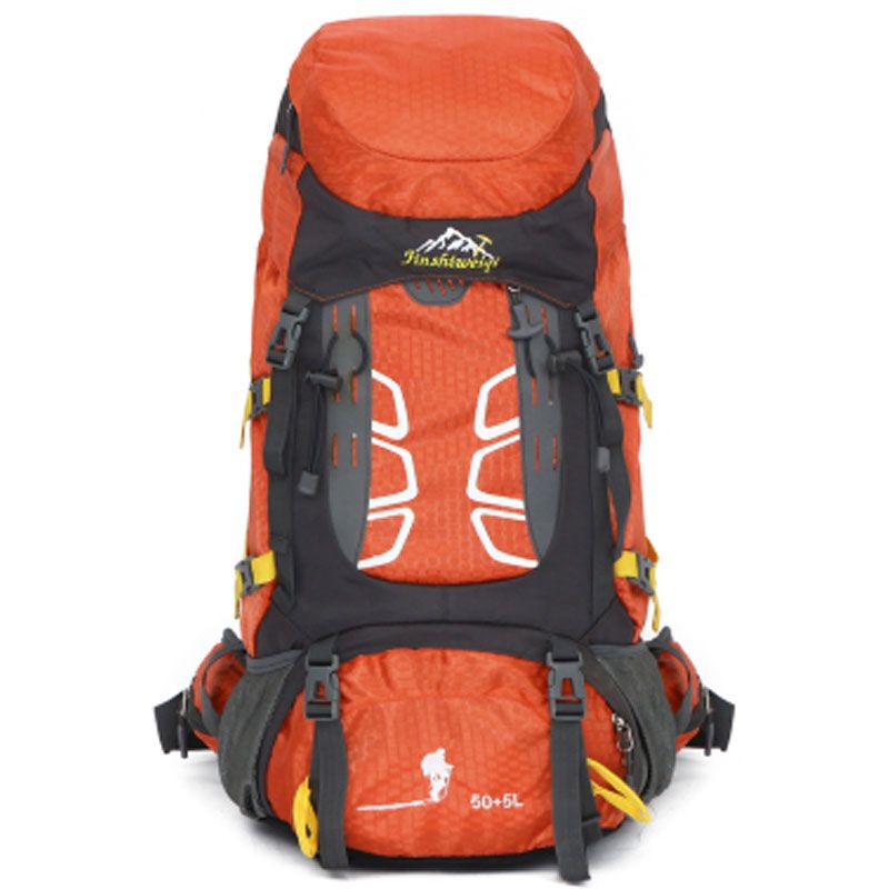 嘟嘟美倍尔 登山包户外双肩包50L55L野营旅行徒步旅游男女运动背包 50+5升 桔色+防雨罩