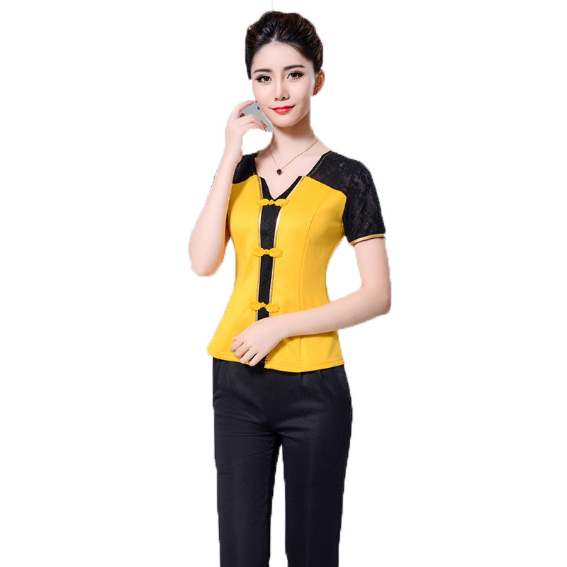 嘟嘟美倍尔 按摩足疗酒店KTV公主服装空姐制服桑拿技师夜场小姐工作套装 黄色