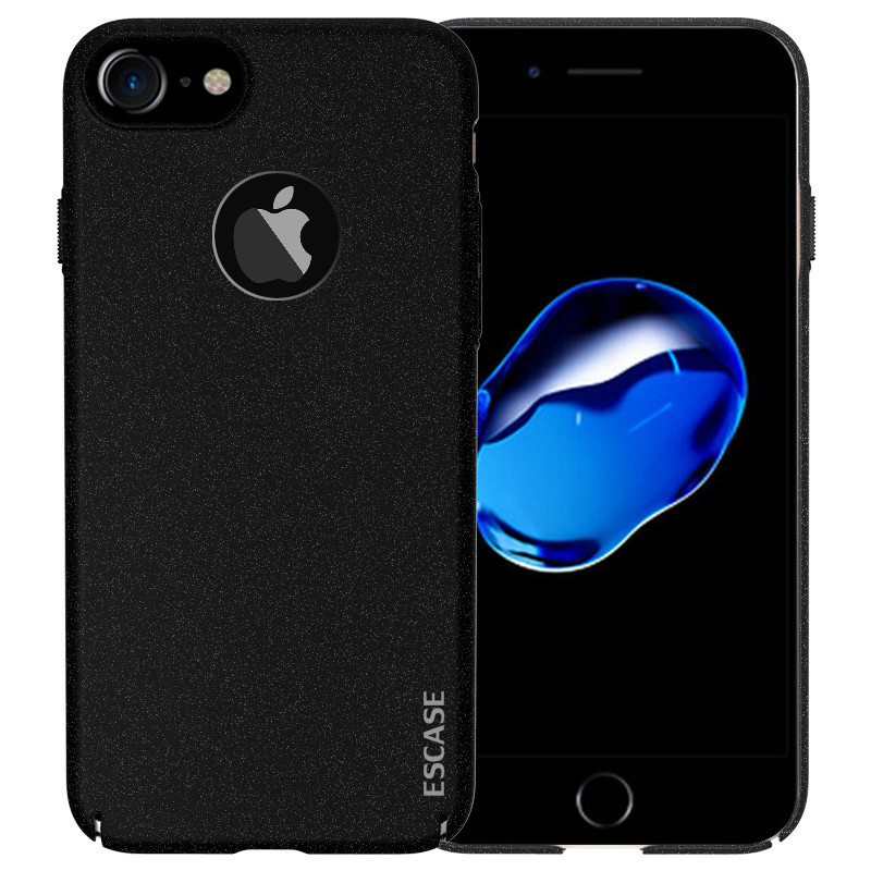 ESCASE 苹果iPhone7/iPhone7Plus手机壳手机套保护壳 苹果7/苹果7Plus硬壳 指环扣套装 苹果7硬壳肤感黑-4.7英寸