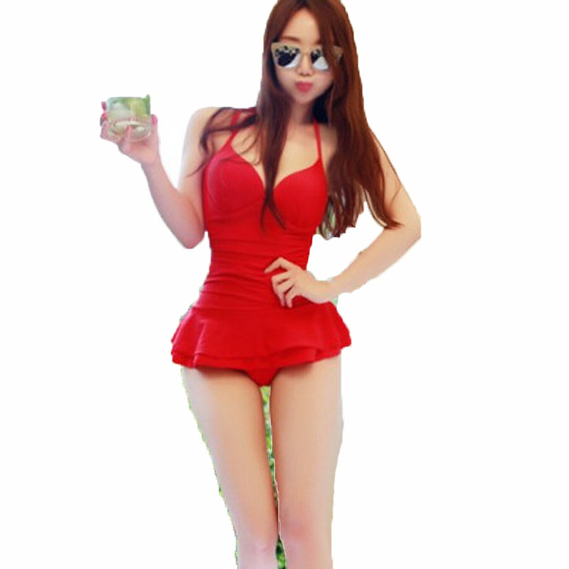 嘟嘟美倍尔 连体刚托聚拢遮肚网绳温泉泳装女游泳衣 均色