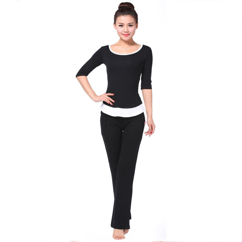嘟嘟美倍尔 夏季款瑜伽服女套装健身舞蹈瑜珈居家服户外运动瑜伽舞蹈1871 黑色