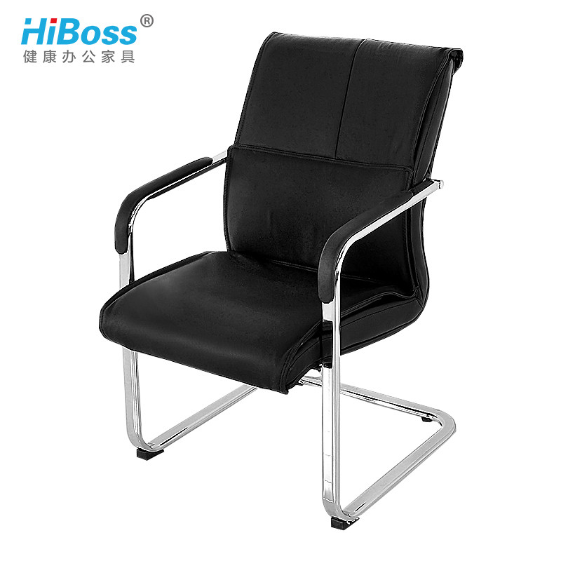 HiBoss 皮艺弓形椅 会议椅 办公椅 开会椅子 黑色西皮（单位:张）