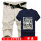 【惠】买裤送衣服201夏装新款男士短裤+莱卡T恤一套D67-3131491057681077 L+30 卡其裤+黑衣