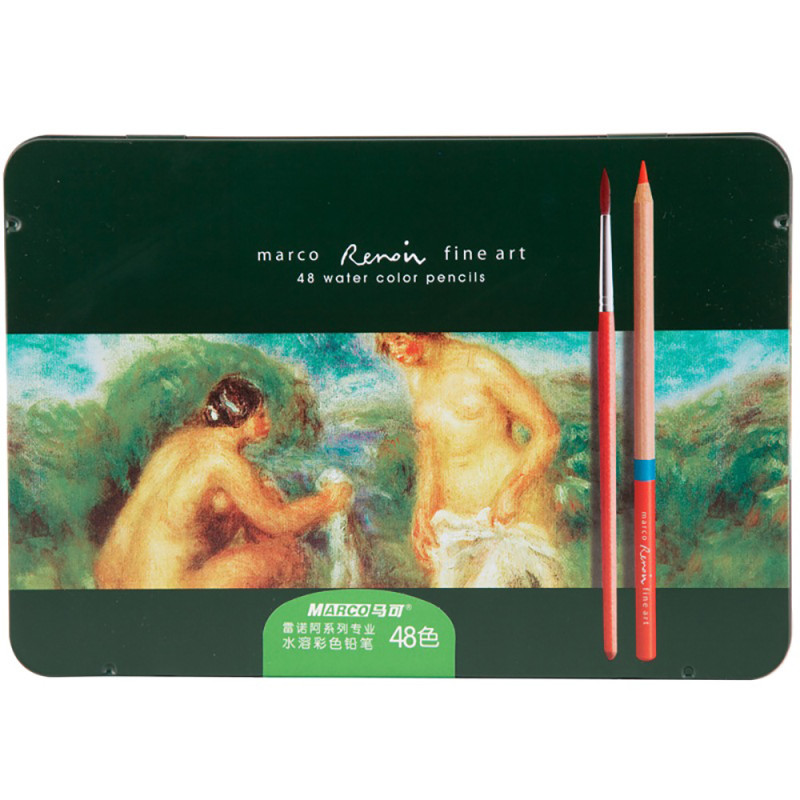 MARCO/马可雷诺阿3120-48TN水溶性彩色铅笔48色铁盒装 48色彩铅