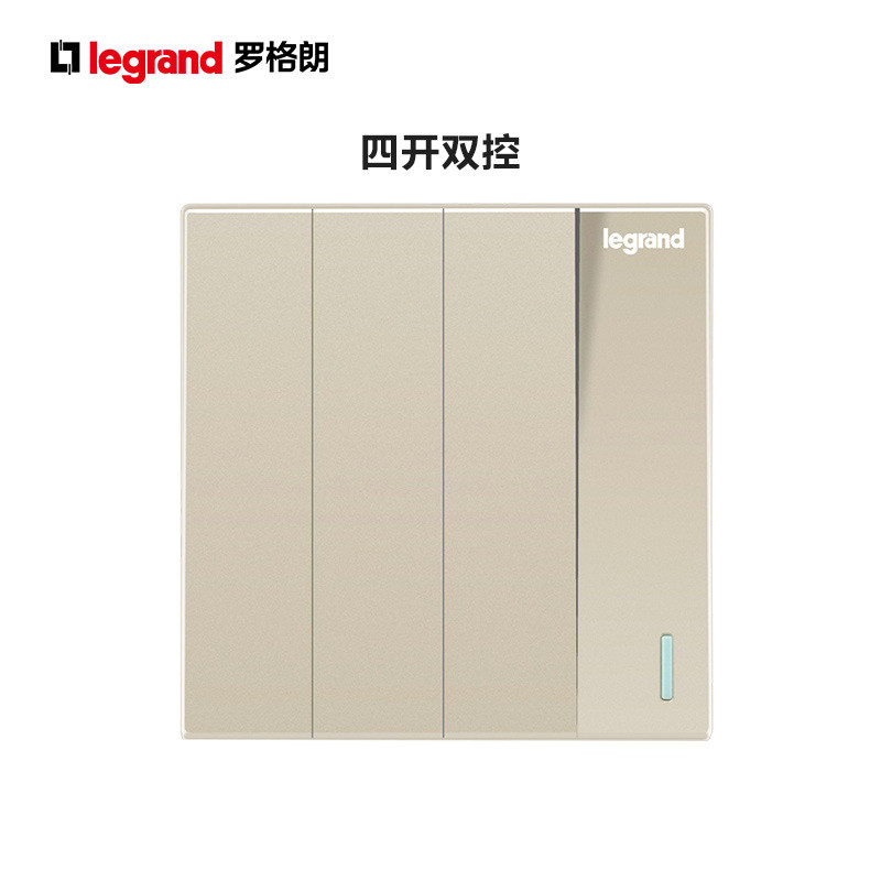 tcl罗格朗(Legrand)开关插座面板仕典米兰金色墙壁电源86型五孔带usb二三插座家用暗装墙壁电源插座 四开双控 仕典米兰金