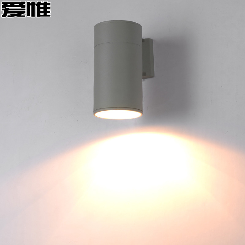 爱惟户外壁灯现代简约过道灯床头灯led双头防水装饰庭院外墙灯B5509 银色单头+5W暖光