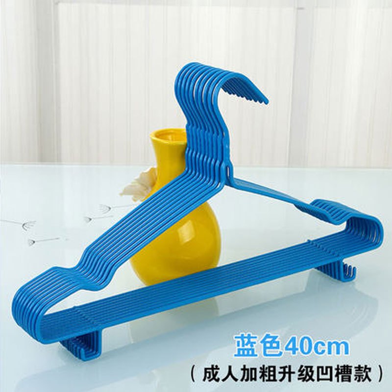 浸塑料衣架衣挂撑子裤架衣服架成人晾衣架晒衣架子儿童衣架干湿两用纯色糖果色家用晾衣衣架生活日用洗晒用品 【20个装】儿童款蓝色29CM