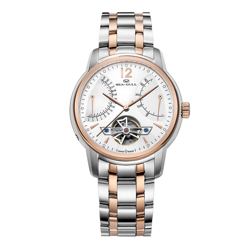 海鸥手表男士多功能镂空飞轮男表男款防水皮带自动机械表217.426