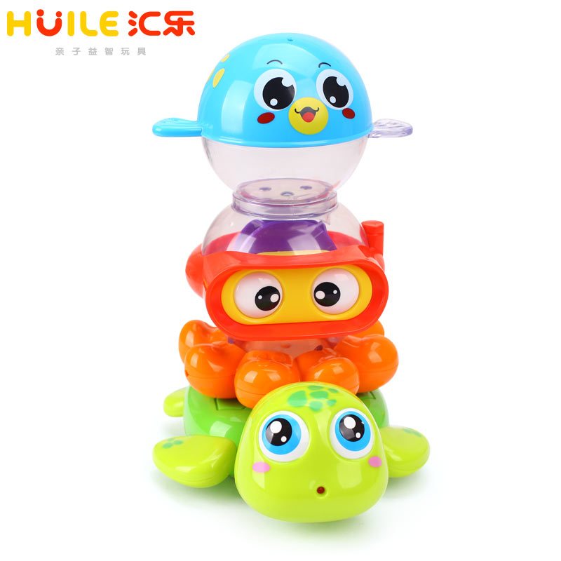 汇乐玩具（HUILE TOYS）水陆小纵队 569 戏水套装宝宝洗澡喷水乌龟婴儿浴室玩具
