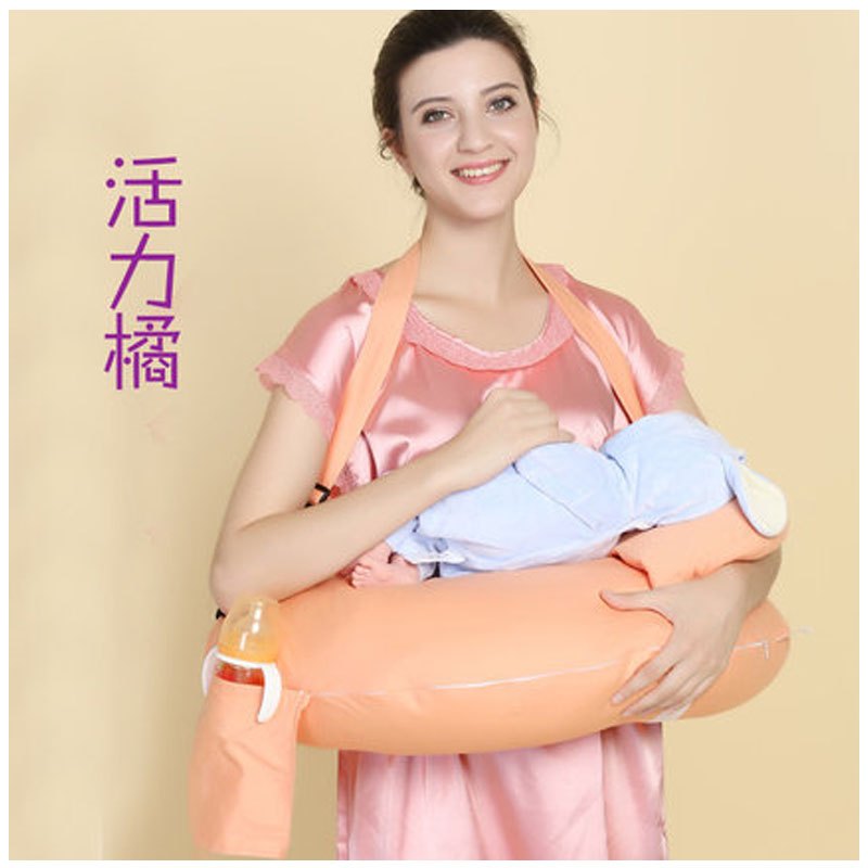 2017新品喂奶枕头哺乳枕喂奶枕哺乳枕头多功能喂奶喂奶垫授乳枕哺乳垫可爱卡通简约印花男女宝宝枕头 活力橘