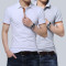 【买一送一】男装T恤男短袖纯棉翻领POLO衫男士夏季纯色韩版修身1494341879099 M 白色+灰色