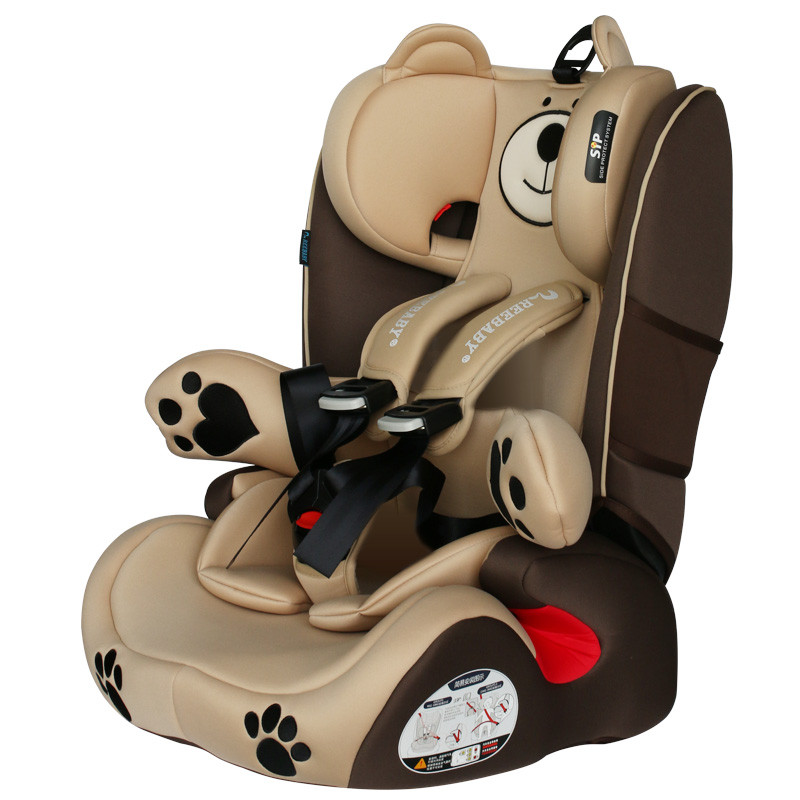 【苏宁自营】瑞贝乐（REEBABY）汽车儿童安全座椅 小熊601/601钢架款 9个月-12岁 适合所有车型 优雅咖普通款