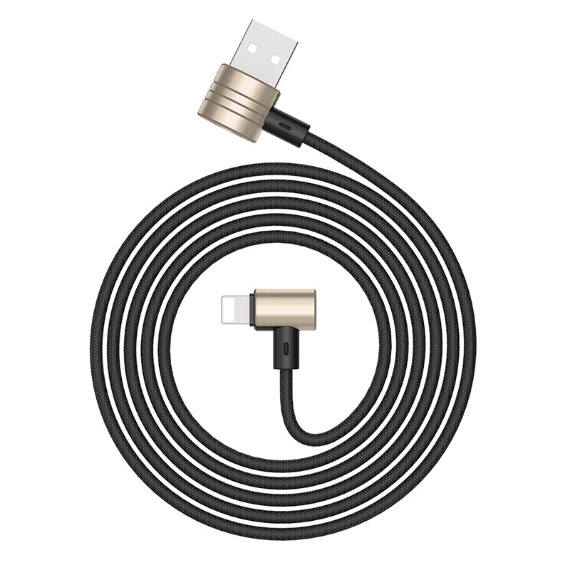 倍思 T型侧插 Lightning+Micro二合一磁吸数据线 2.1A 1.2M 金色壳+黑色线