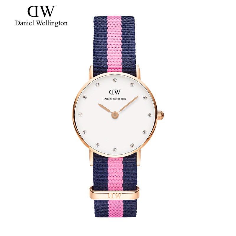 丹尼尔惠灵顿（Daniel Wellington）手表DW女表26mm表盘金色边尼龙带超薄女士石英表0906DW