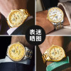 嘉年华CARNIVAL手表新款男士全自动机械表 男表时尚满天星镶水钻防水夜光精钢带腕表双日历星期显示休闲商务复古8629 土豪金色白面