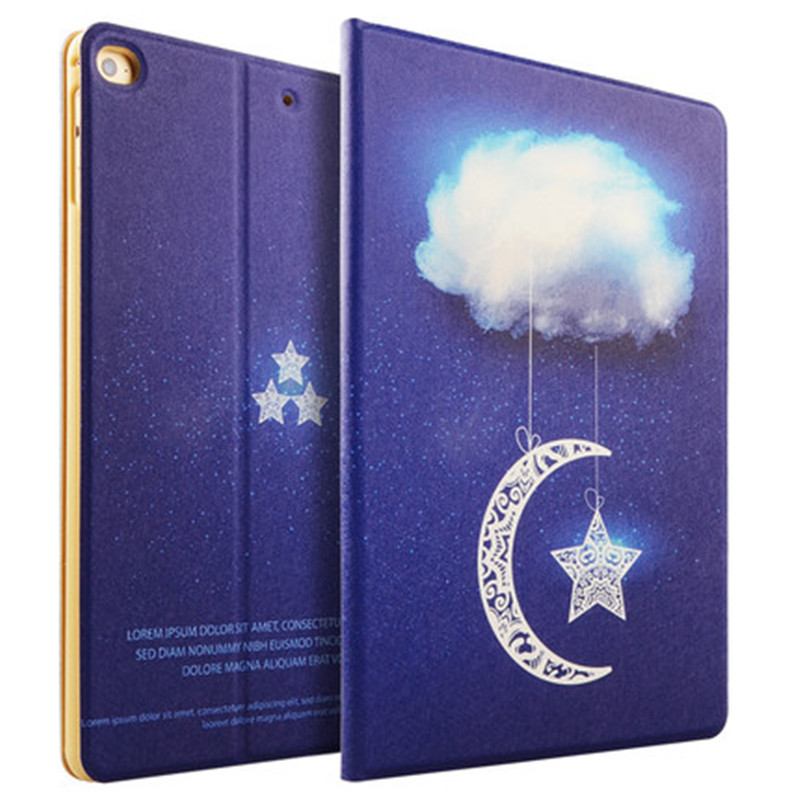STW 苹果iPad Air2保护套iPadAir2超薄1皮套ipad5/6壳卡通版2017新款 星空云朵
