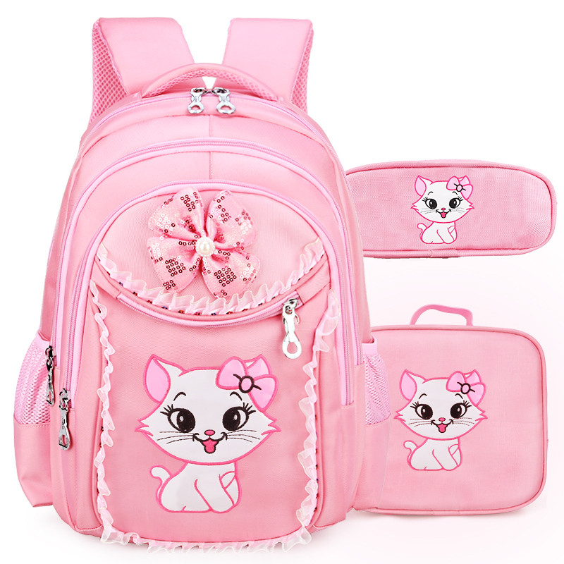 儿童书包1-3-4-6年级双肩12周岁书包小学生女孩韩版可爱公主背包 （粉色）小号套装适合1-2年级