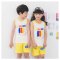 2017新品夏季可爱卡通儿童背心套装男童女童无袖背心小孩宝宝运动中大童短裤套装夏简约休闲夏天背心 130cm(75码身高130cm以内 蓝色冰淇淋