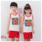 2017新品夏季可爱卡通儿童背心套装男童女童无袖背心小孩宝宝运动中大童短裤套装夏简约休闲夏天背心 130cm(75码身高130cm以内 白底红星星