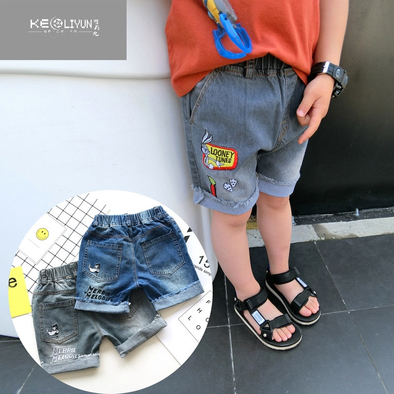 可莉允时尚品牌韩版新款儿童牛仔短裤男男童短