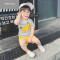 可莉允时尚品牌儿童夏装男童套装女童短袖T恤短裤套装婴幼儿1234岁宝宝两件套潮 80cm 黄色香蕉