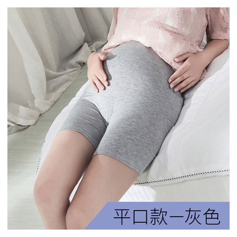 2017新品夏季孕妇安全裤防走光夏薄款百搭保险裤托腹裤大码夏装短裤打底裤裤子可爱卡通简约休闲小清新裤子 L 平口款-灰色