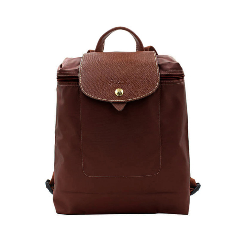Longchamp/珑骧 尼龙折叠 双肩包 女包 水桶包 1699089 巧克力色
