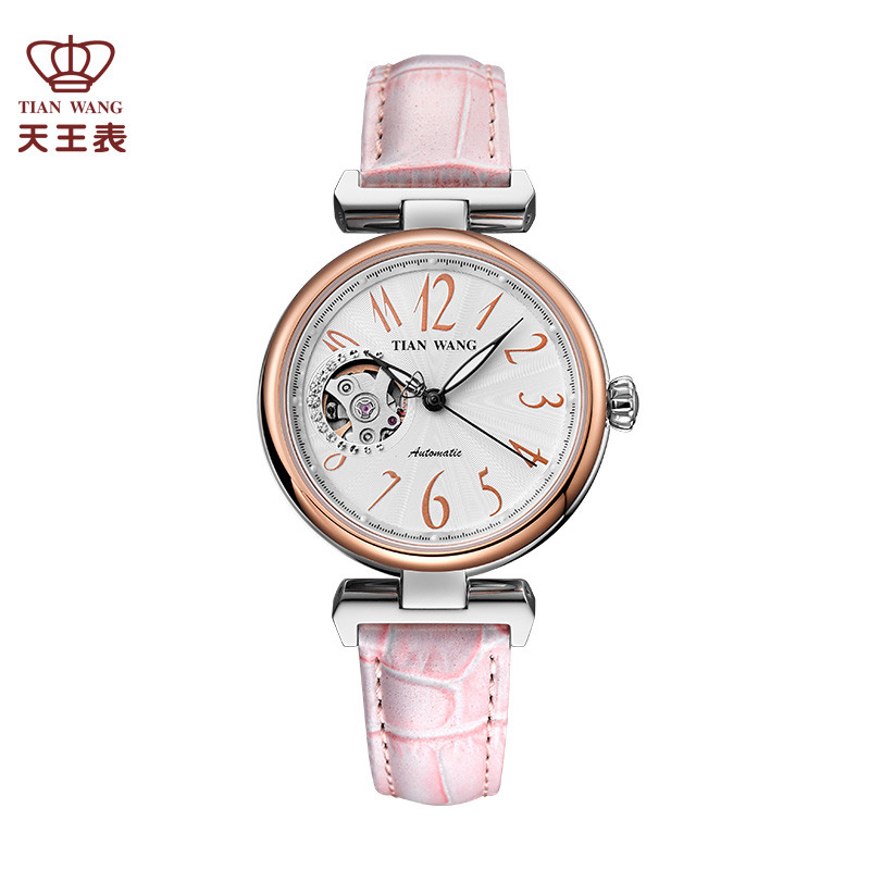天王表（TIANWANG）手表 女士手表潮流时尚女表简约高端镂空机械表LS5935 粉色