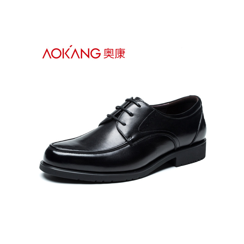 奥康男鞋商务男士正装皮鞋系带大码真皮鞋子男正品 黑色 42码