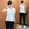 Mtiny休闲运动套装女夏款韩版时尚运动服女夏季短袖长裤运动两件套 XXL 黑条纹【330款】