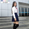 Mtiny日系学生夏季日韩班服校服套装JK制服百褶裙学院风短袖衬衫水手服 M 长袖雪纺上衣+黑裙子