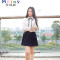 Mtiny日系学生夏季日韩班服校服套装JK制服百褶裙学院风短袖衬衫水手服 M 长袖雪纺上衣+黑裙子